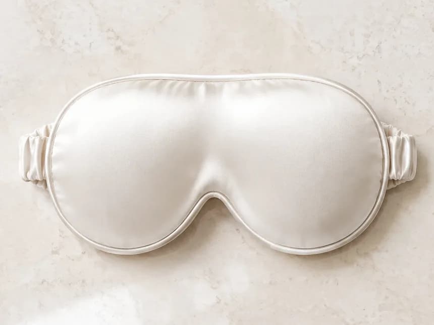 Contoured Silk Mask, Bone, photographed flat
