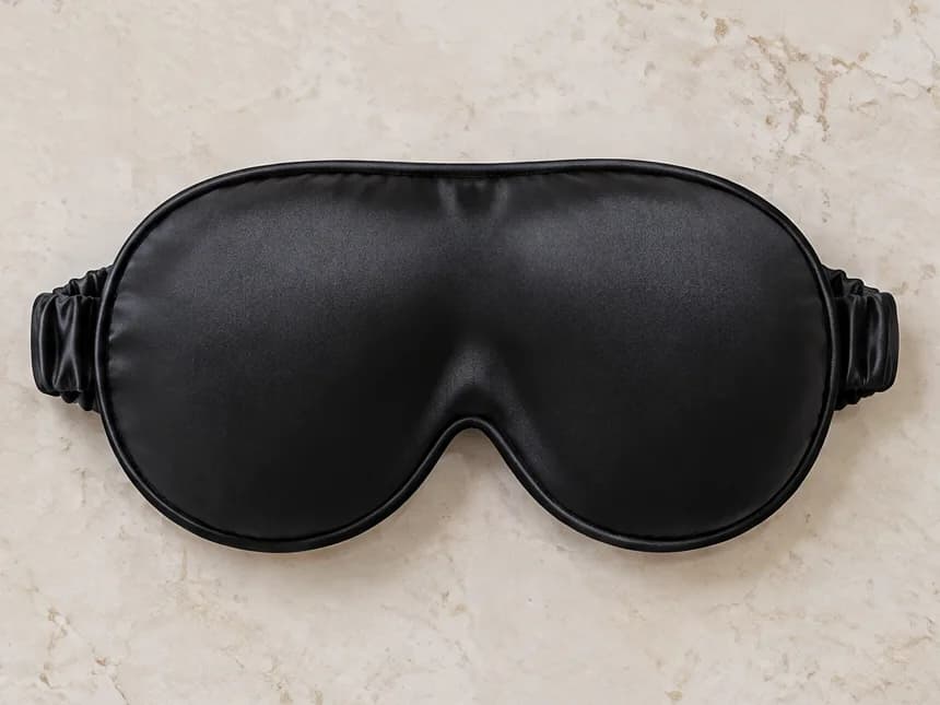 Contoured Silk Mask, Ink, photographed flat