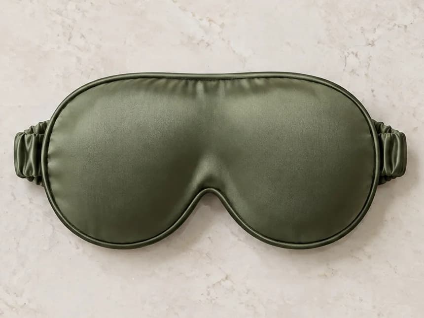 Contoured Silk Mask, Moss, photographed flat