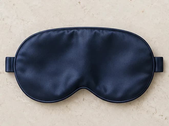 Flat Silk Mask, Navy, photographed flat