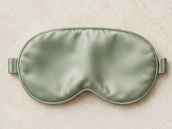 Flat Silk Mask, Sage, photographed flat